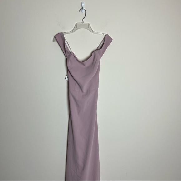 NWT Dessy Collection Larkspur 2987 Suede Rose Off the Shoulder Cross Dre… - Picture 5 of 11